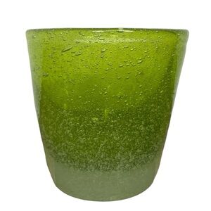 Bright Green Small Glass Tumbler with Bubble Glass Pattern